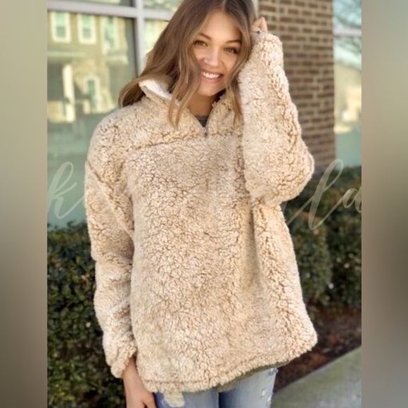 Fantastic Fawn 1/4” Zip Sherpa Pullover - Picture 3 of 15